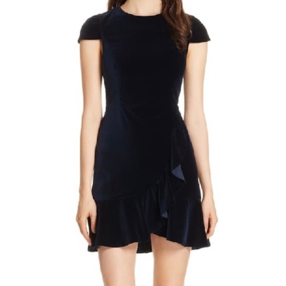Alice + Olivia Navy Blue Velvet Dress - Picture 1 of 6